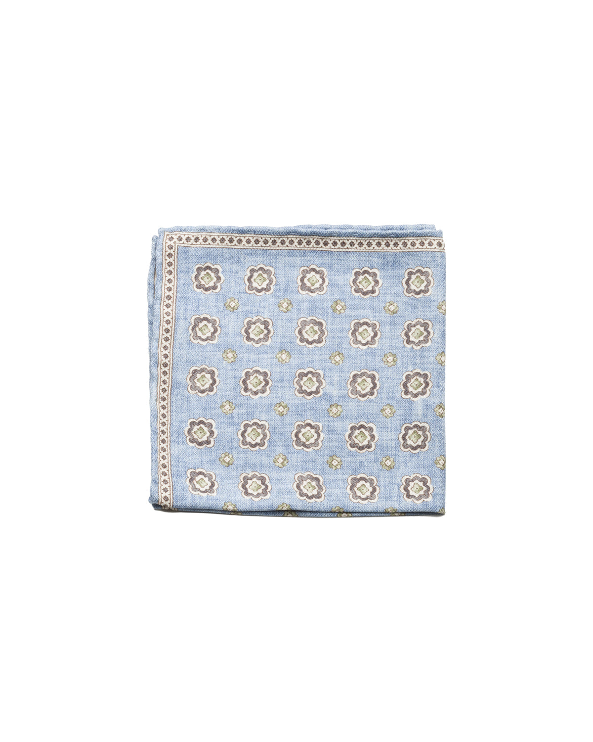 Silk pocket square, double-sided, hand-rolled, light blue