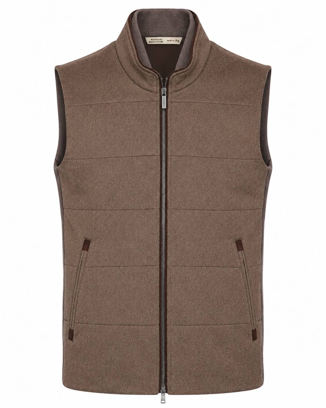 Braunes Kaschmir-Gilet im Slim Fit