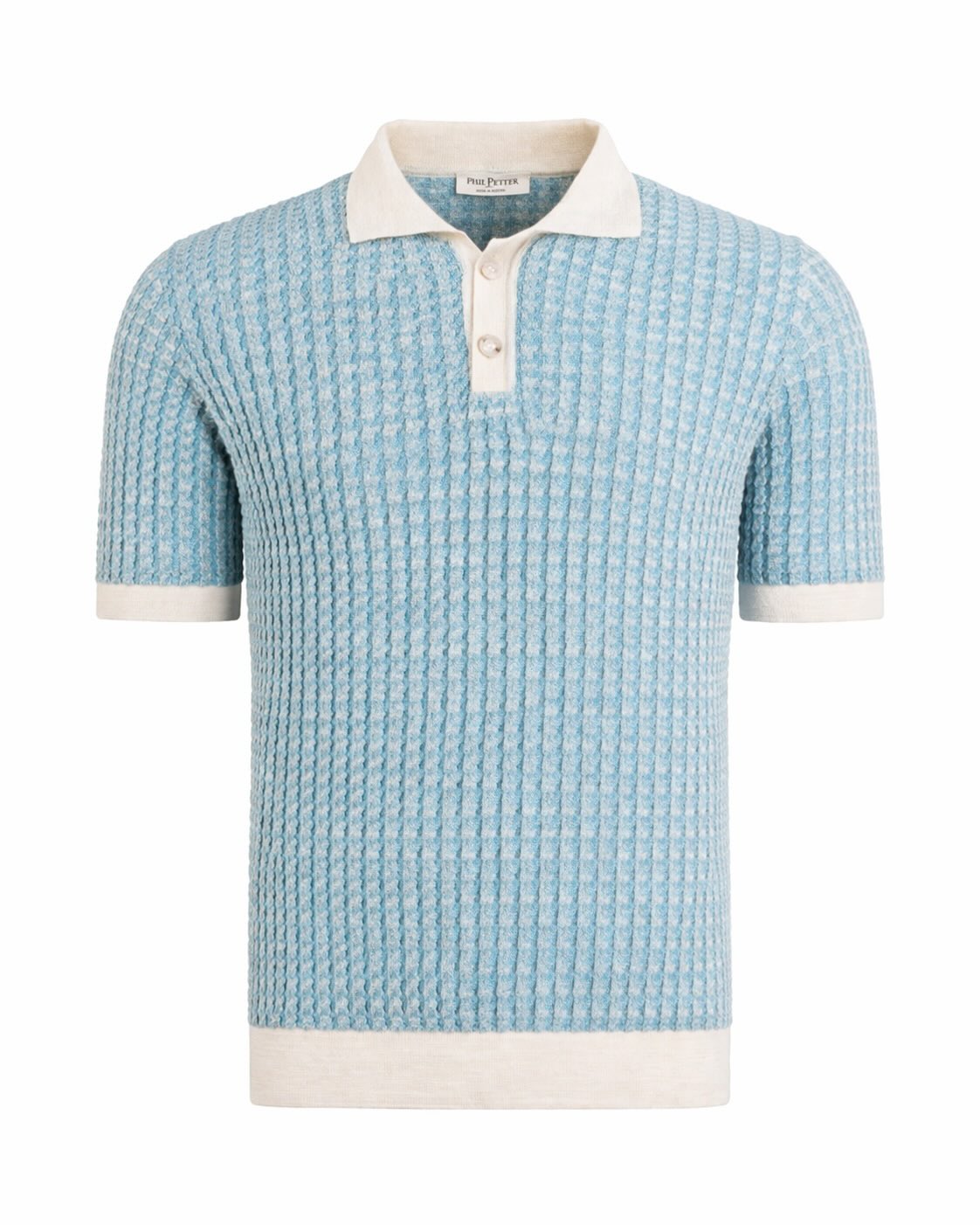 Strickpolo aus Leinen-Baumwolle mit Hahnentrittmuster Regular Fit
