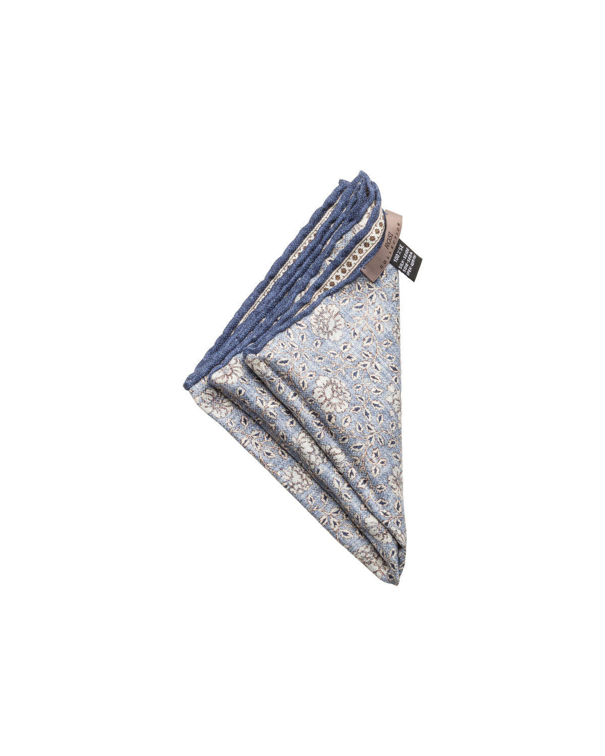 Silk pocket square, double-sided, hand-rolled, blue