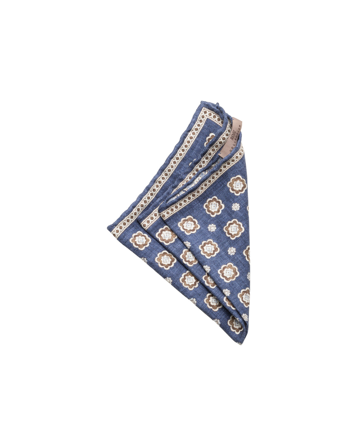 Silk pocket square, double-sided, hand-rolled, blue