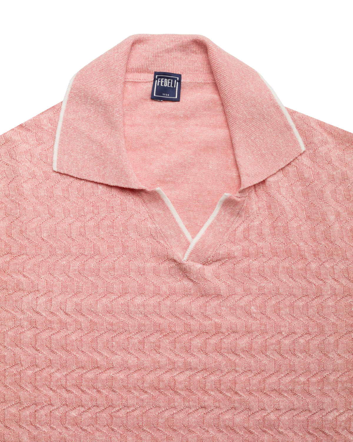 Strickpolo Leinen Baumwolle Slim Fit mit kubanischem Kragen