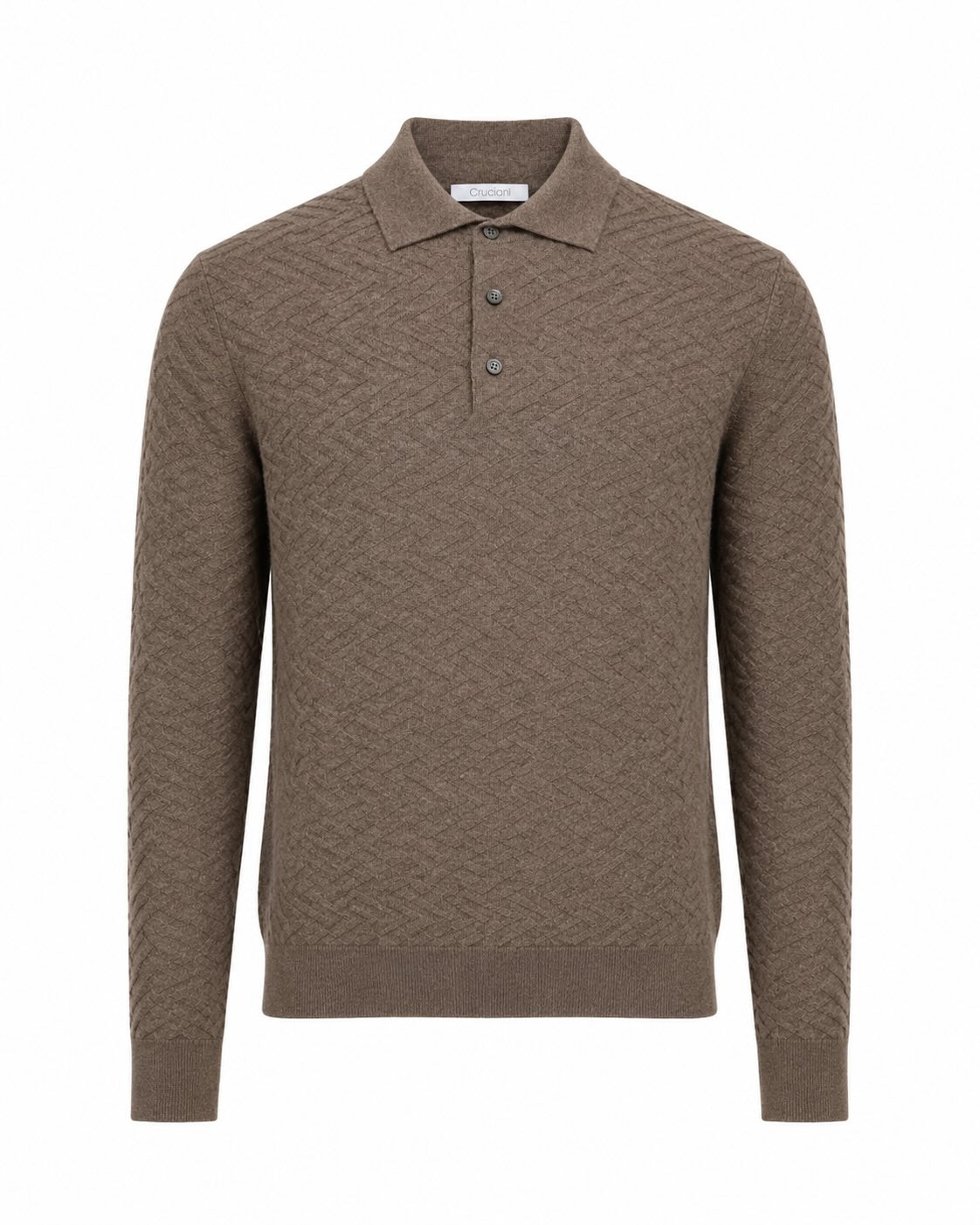 Long-Sleeved Polo Shirt in Wool and Cashmere