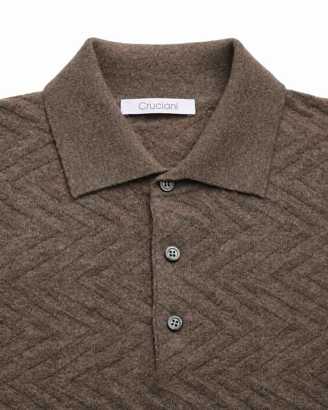 Long-Sleeved Polo Shirt in Wool and Cashmere
