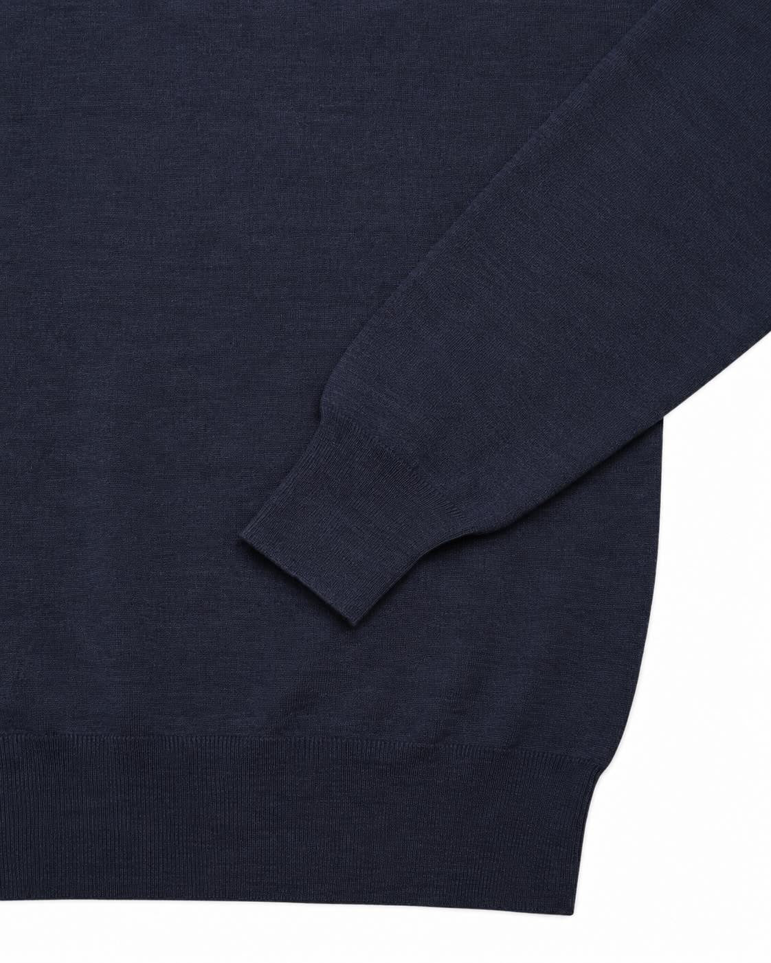 Fine-knit long-sleeve wool polo shirt