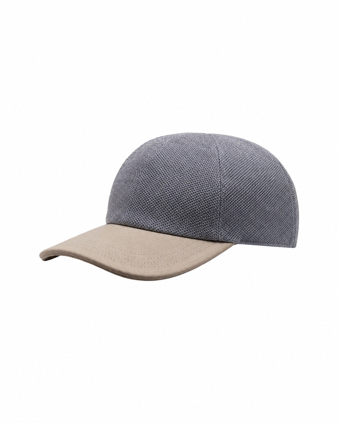 Leinen-Seide Basecap mit Lederdetails