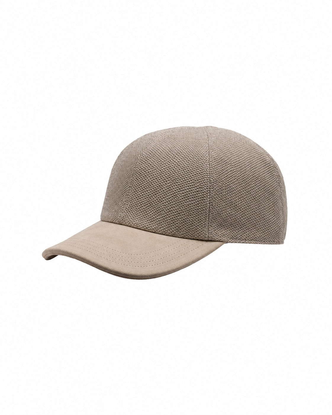Leinen-Seide Basecap mit Kalblederdetails