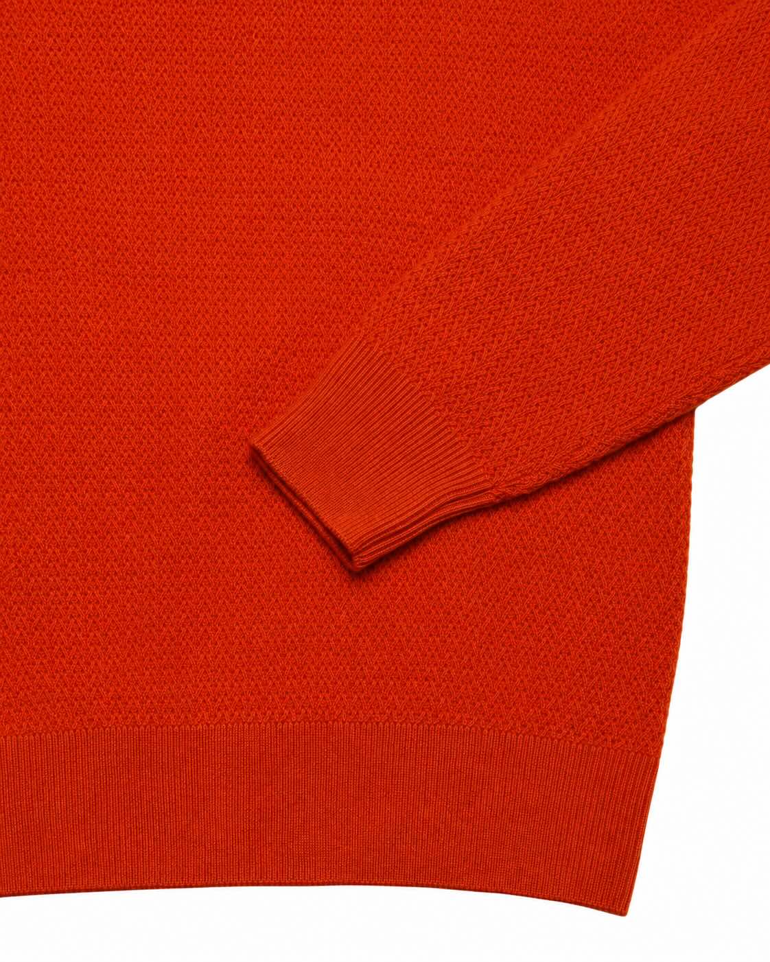 Orange Merino Wool and Cashmere Round-Neck Sweater