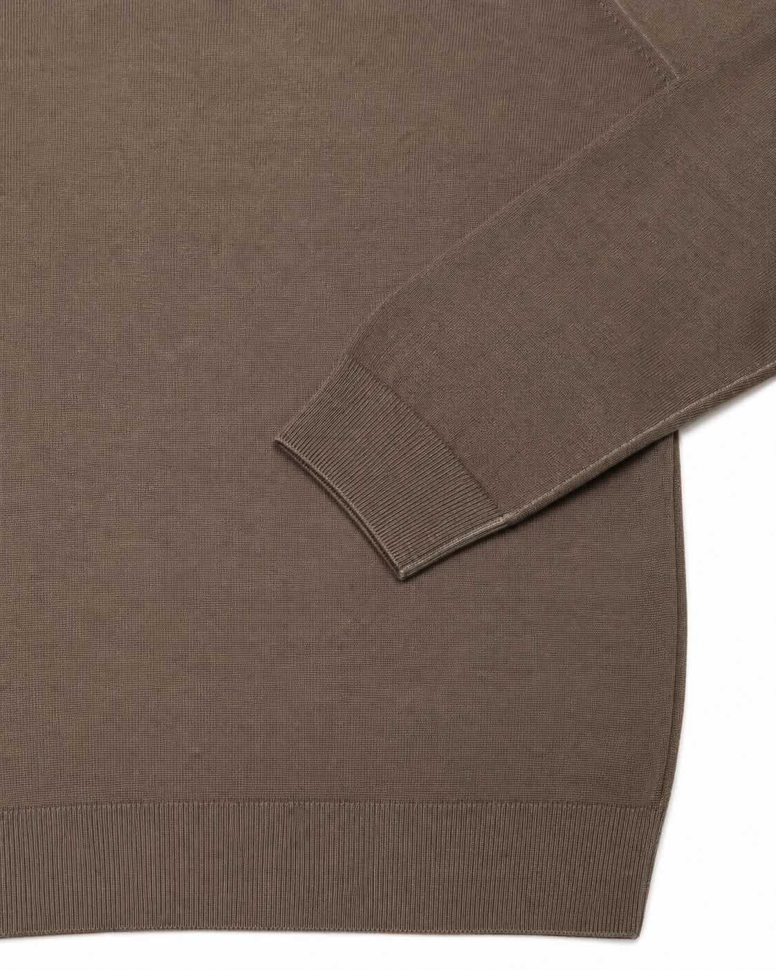 Taupe extra-fine merino wool turtleneck sweater