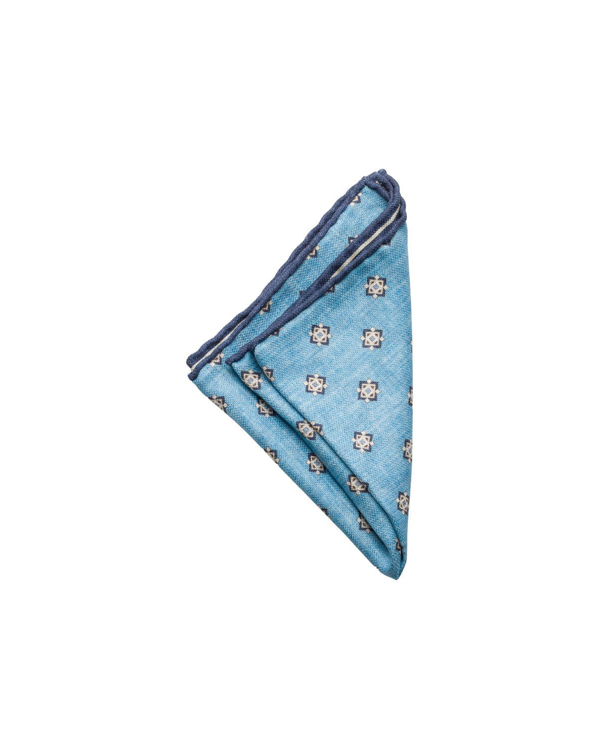 Silk pocket square, double-sided, hand-rolled, light blue