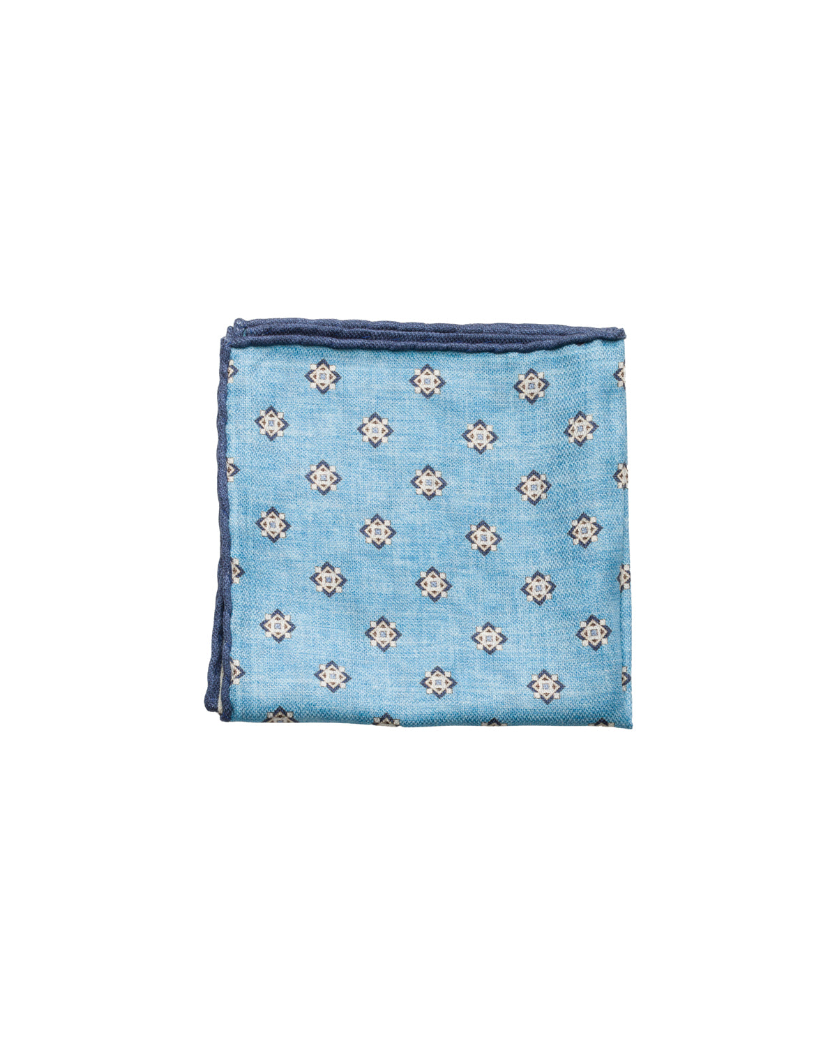Silk pocket square, double-sided, hand-rolled, light blue