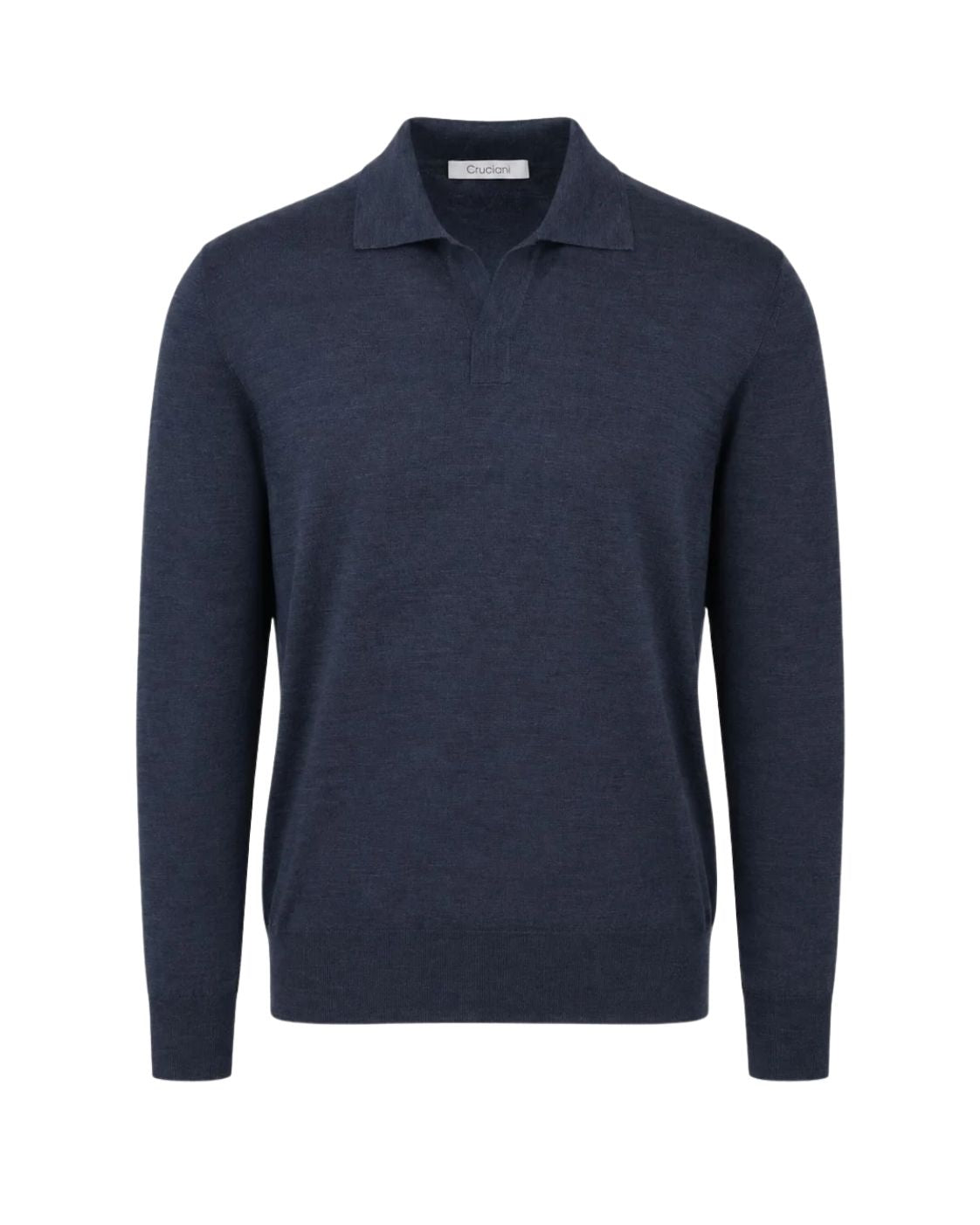 Feinstrick-Langarm-Poloshirt aus Wolle