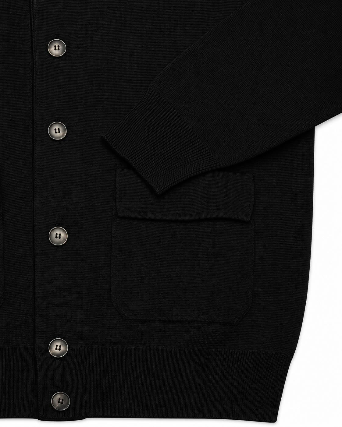 Black Overshirt in Superfine Merino Wool