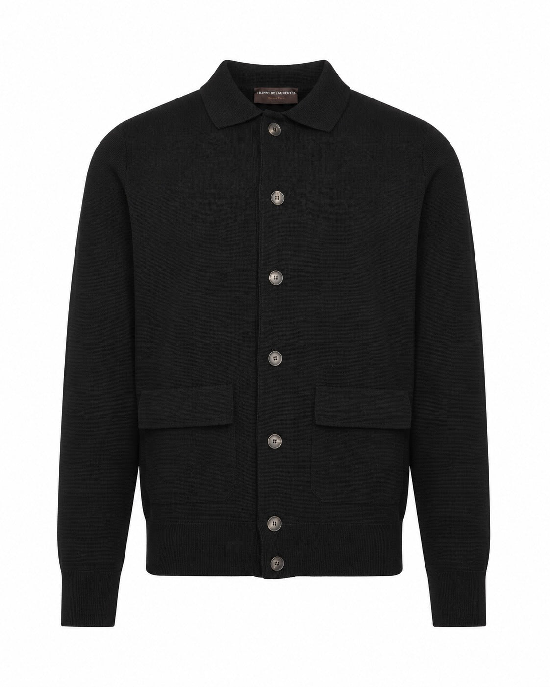 Black Overshirt in Superfine Merino Wool