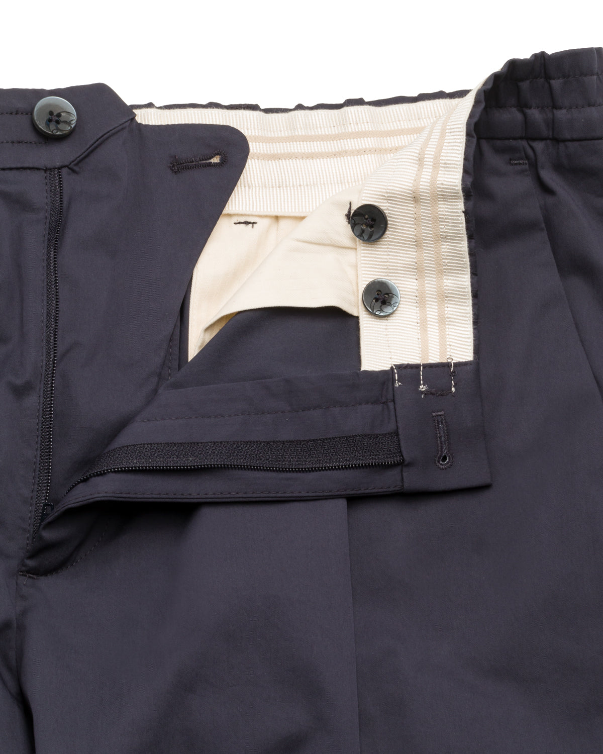 Baumwollhose Slim Fit Elastikbund Bundfalte