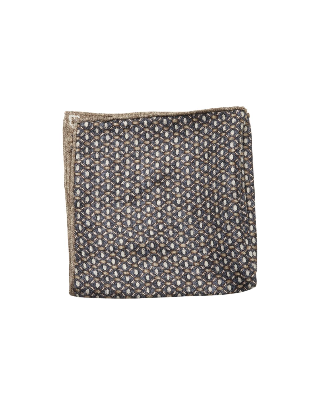 EASY silk pocket square with paisley and geometric pattern