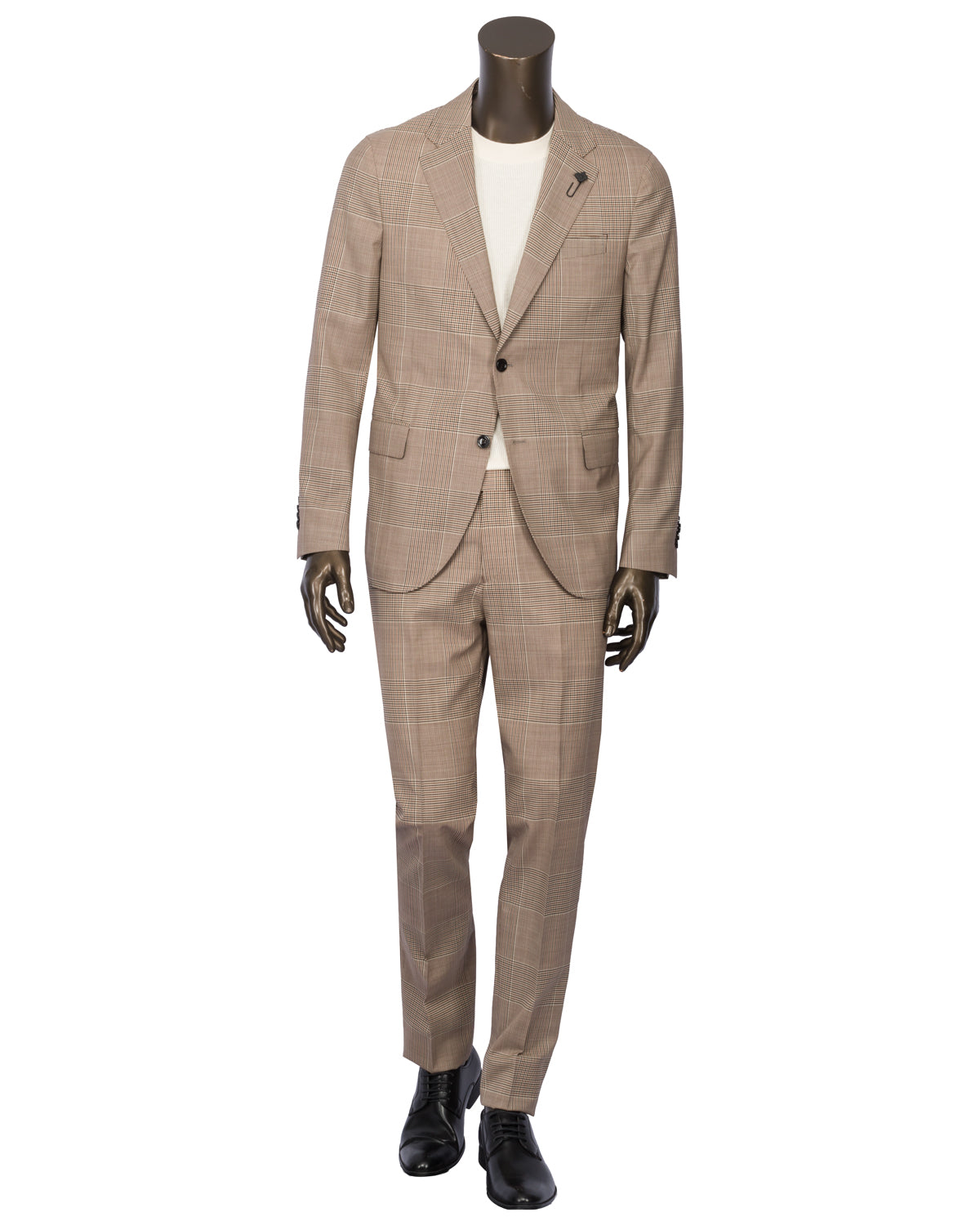 Glencheck Anzug Schurwolle Slim Fit