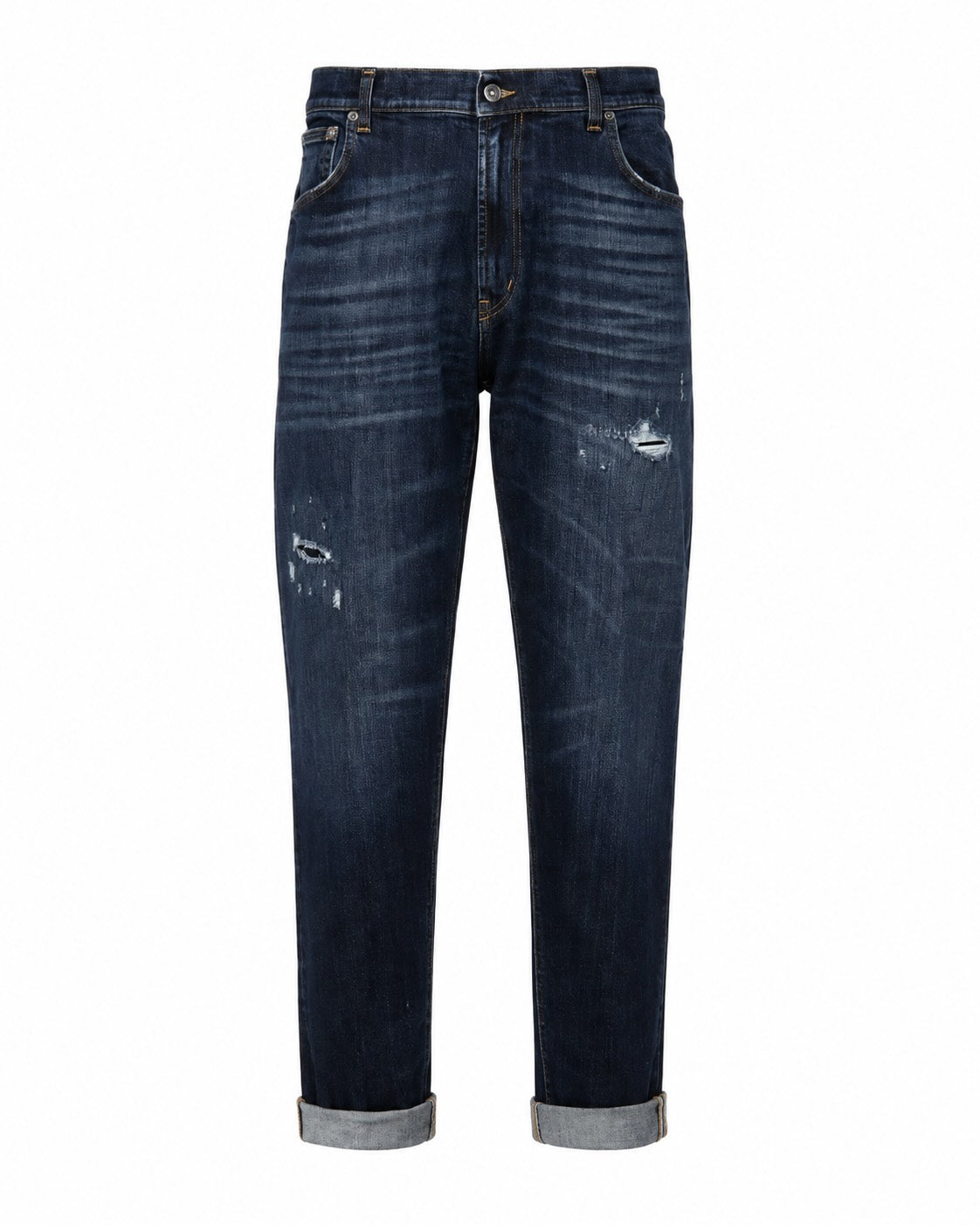 Dark blue cotton loose-fit jeans