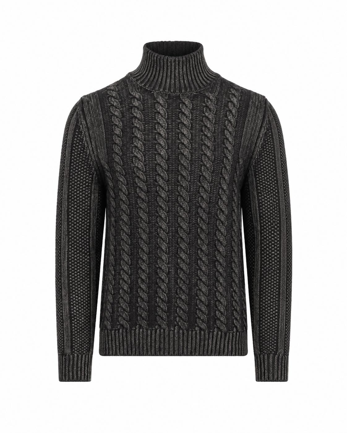 Charcoal Wool Roll Neck Jumper