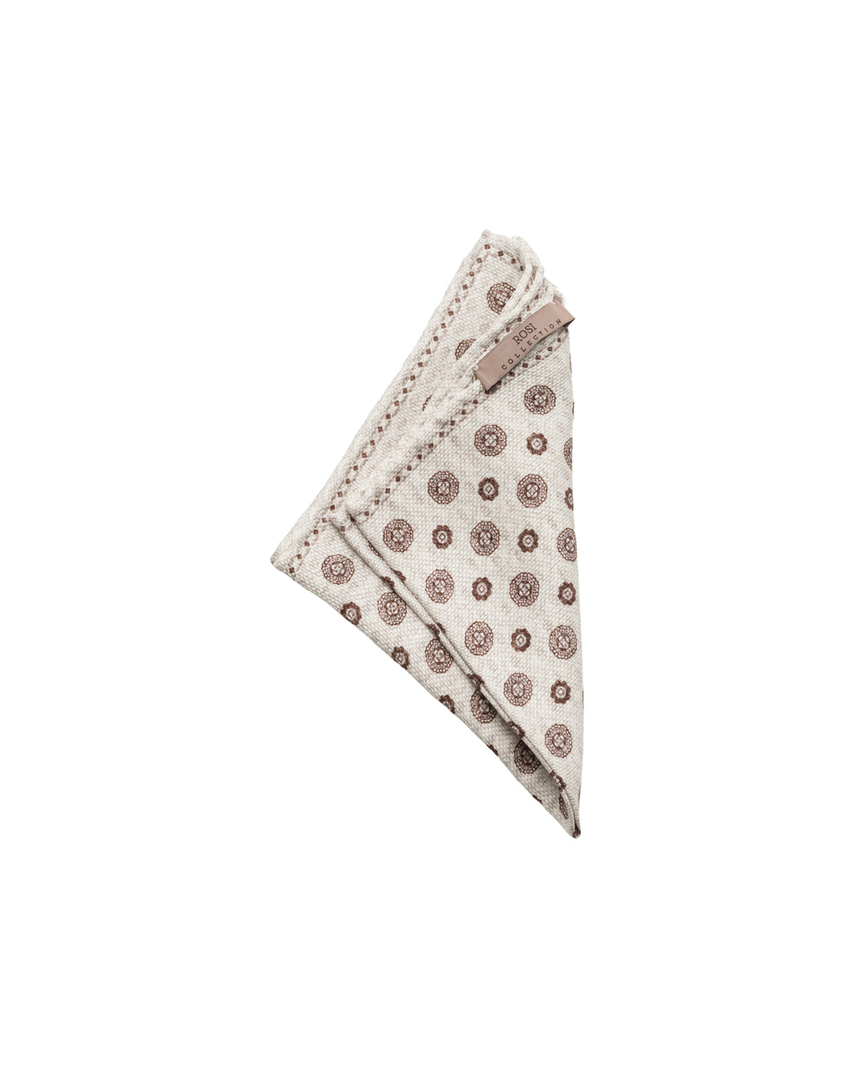 Linen silk pocket square, double-sided, hand-rolled, beige