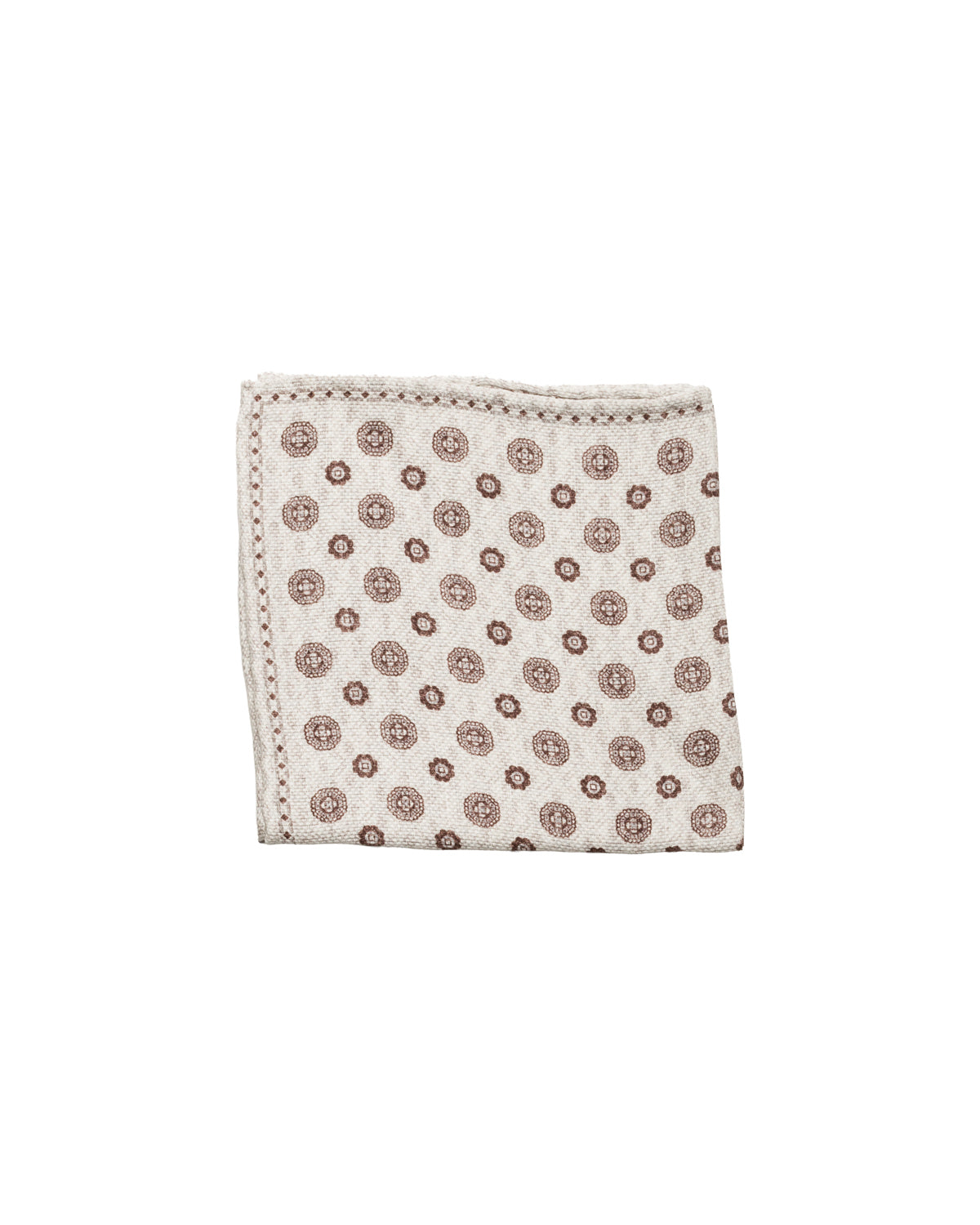Linen silk pocket square, double-sided, hand-rolled, beige