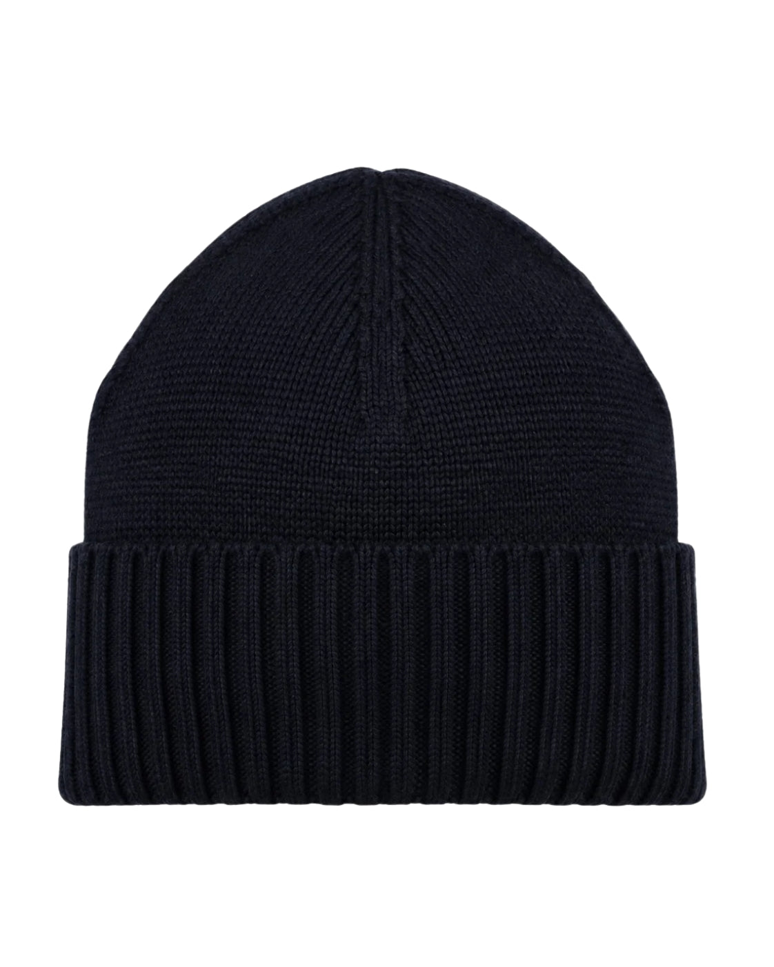 Dark blue pure wool hat with cuff
