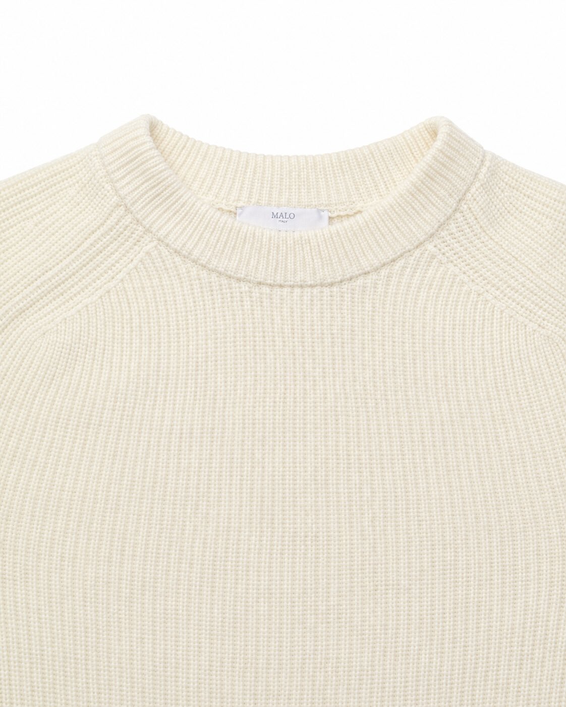 White Cashmere Raglan Crew-Neck Sweater