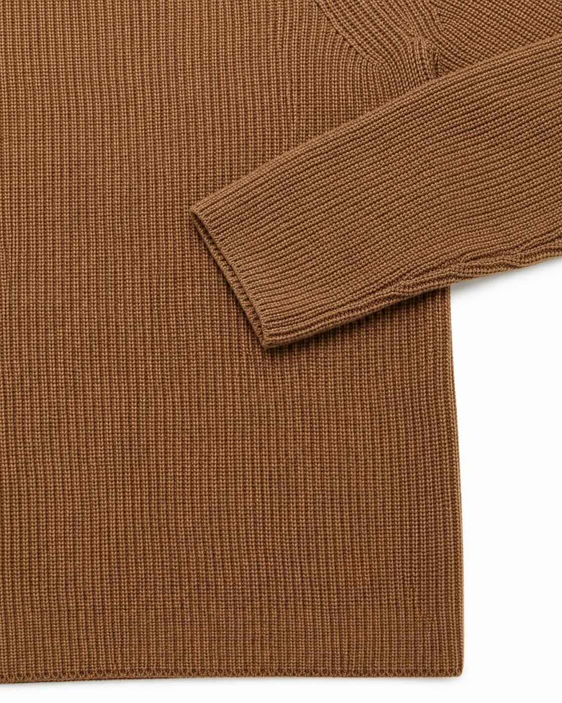 Brown Cashmere Raglan Round Neck Jumper