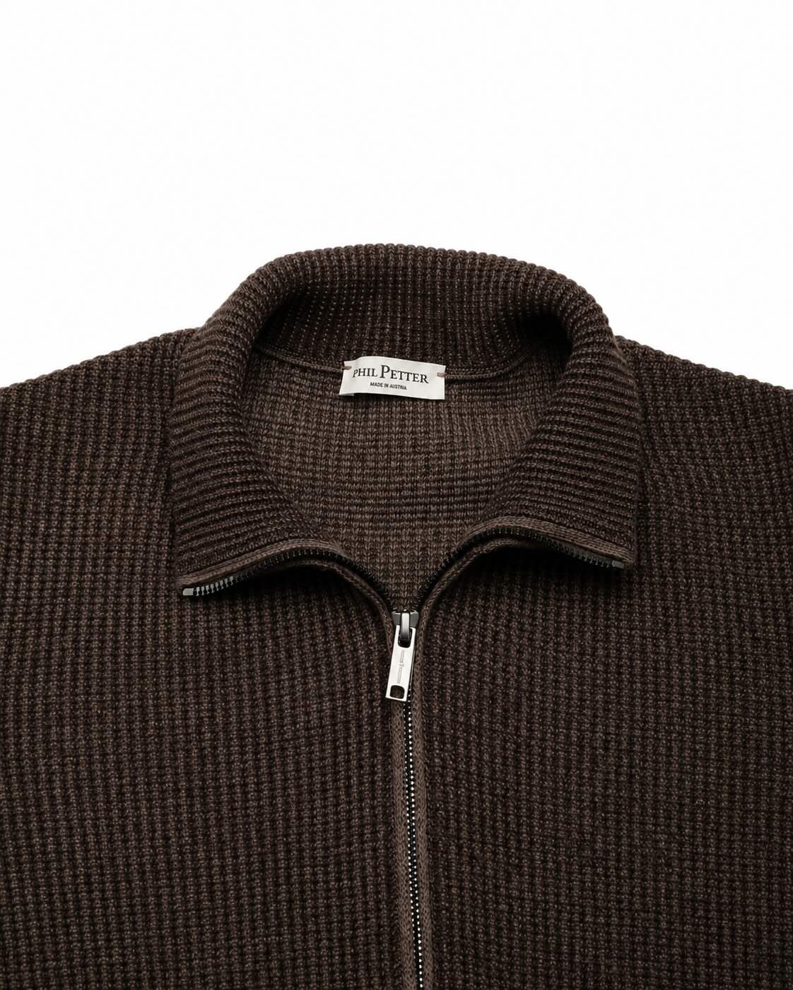Strickjacke aus Merinowolle und Baumwolle in Dunkelbraun