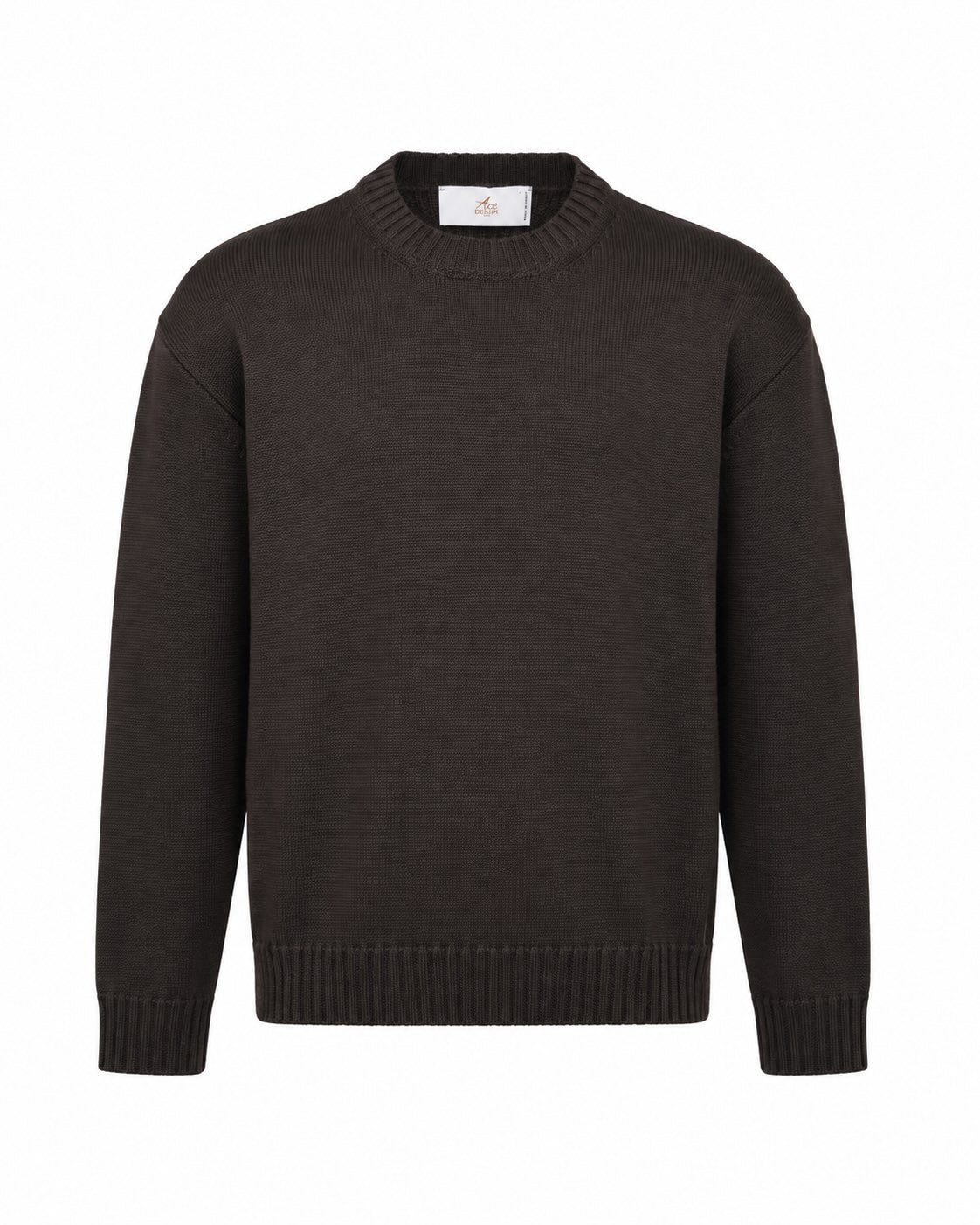 Anthracite merino wool crew neck sweater
