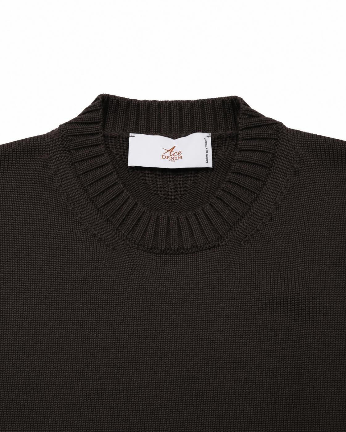 Anthracite merino wool crew neck sweater