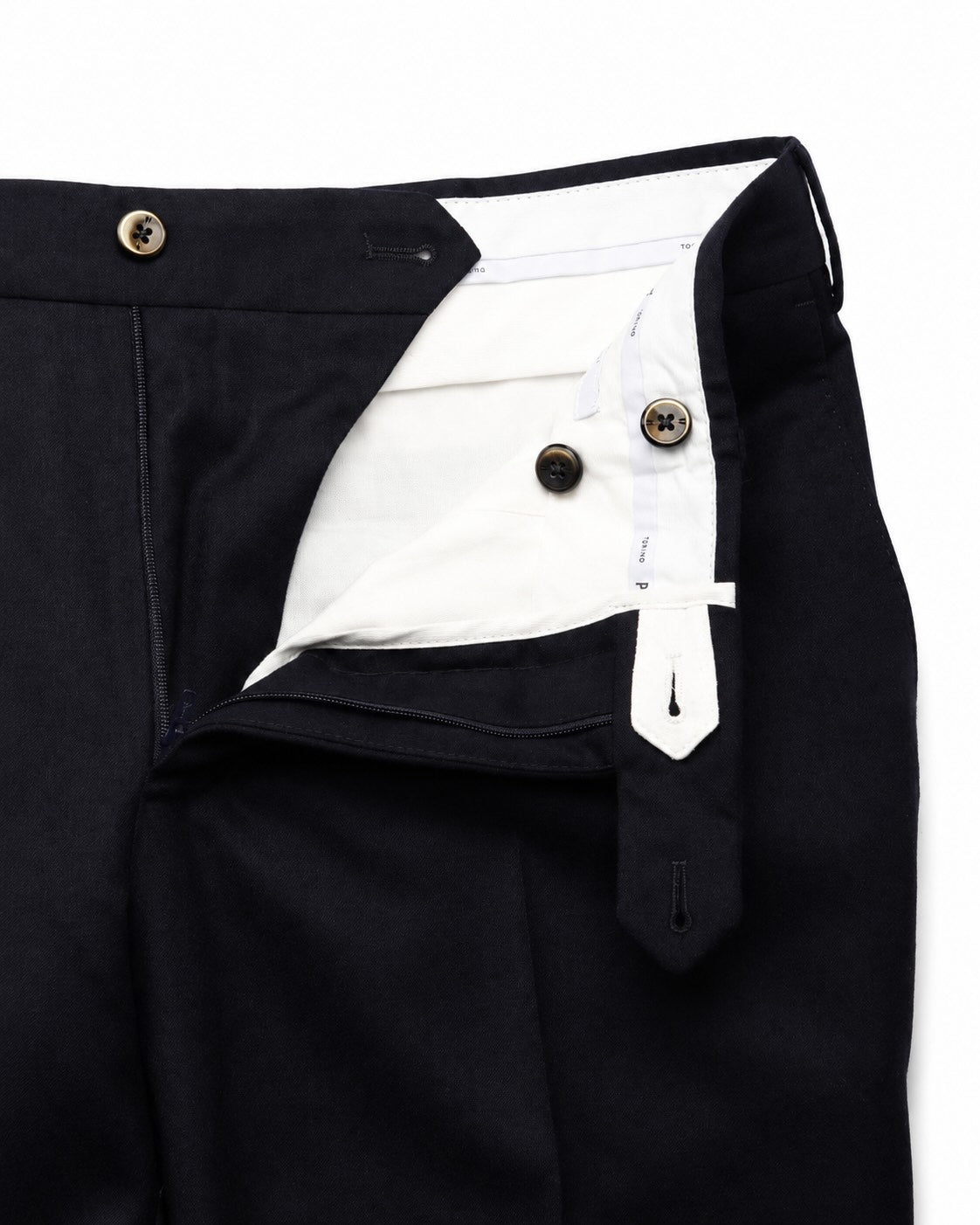 Dark blue slim fit wool trousers with stretch