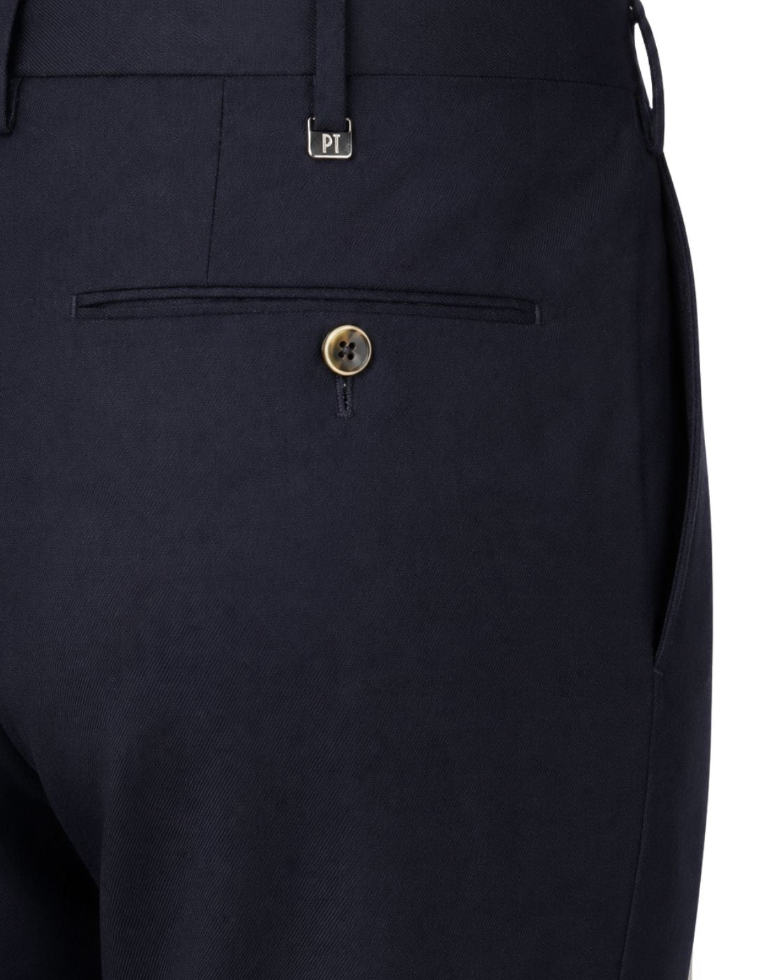 Dark blue slim fit wool trousers with stretch