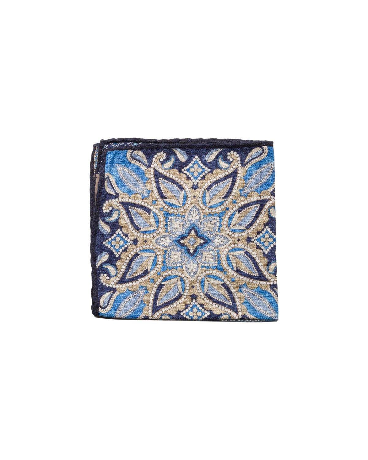 Silk pocket square, double-faced, hand-rolled, dark blue