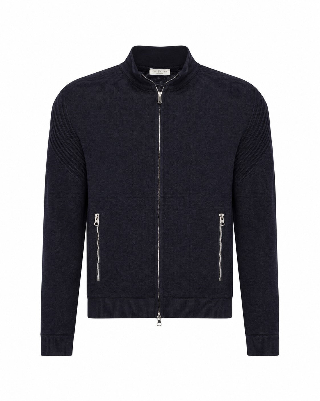 Baumwollstrick Weste Bomberstil Slim Fit