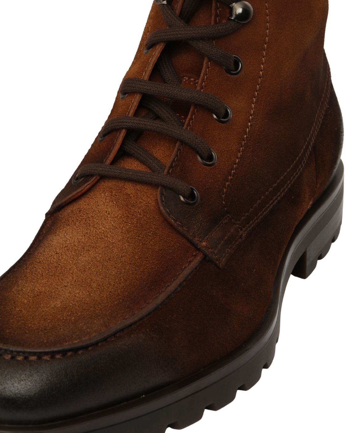 Wildleder-Stiefelette in Dunkelbraun mit Trekking-Details