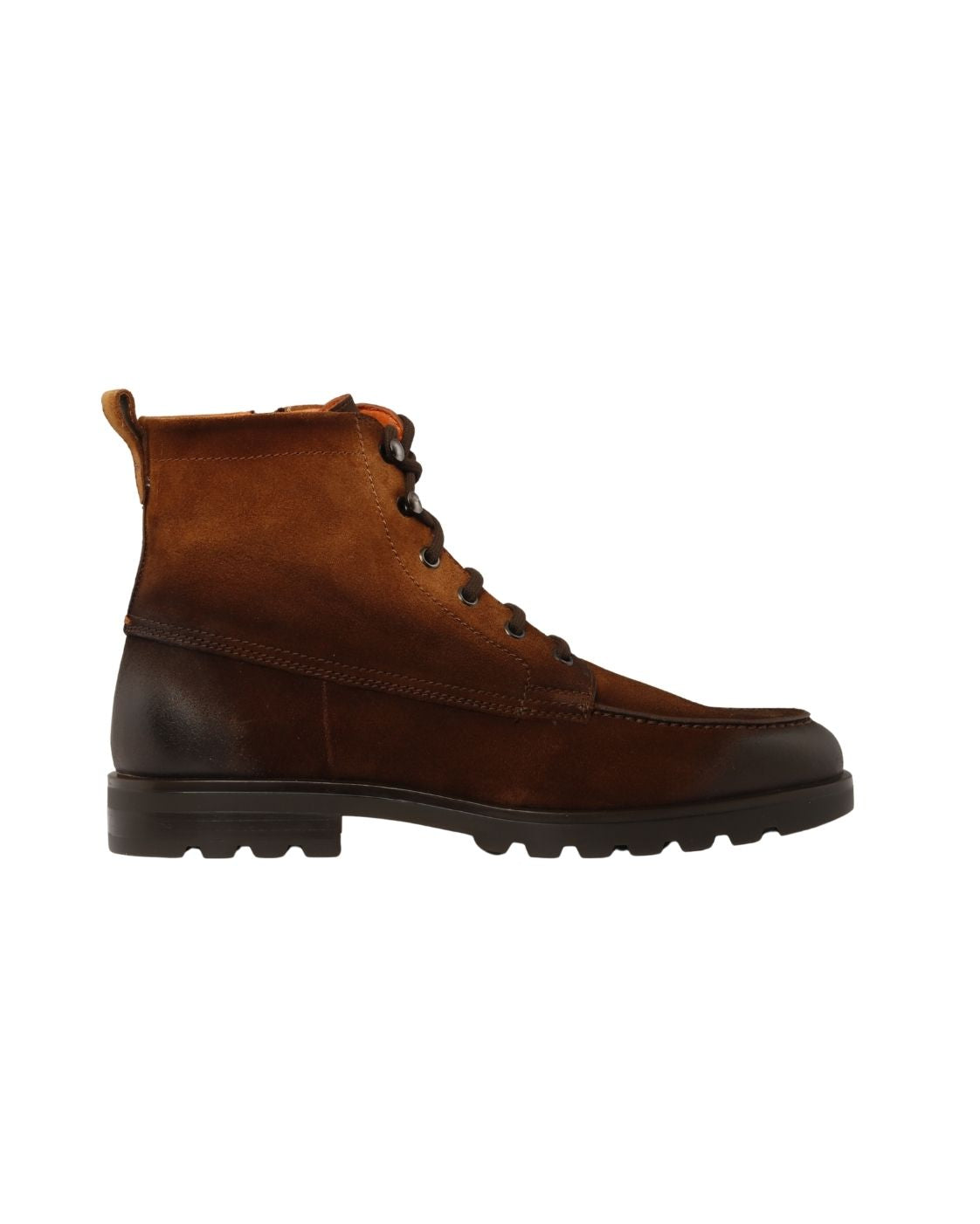 Wildleder-Stiefelette in Dunkelbraun mit Trekking-Details