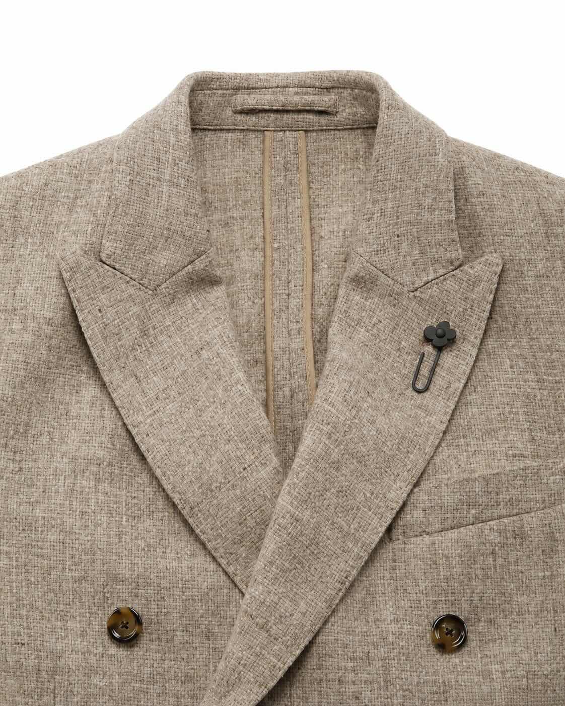 Zweireihiges Sakko Beige aus Schurwolle