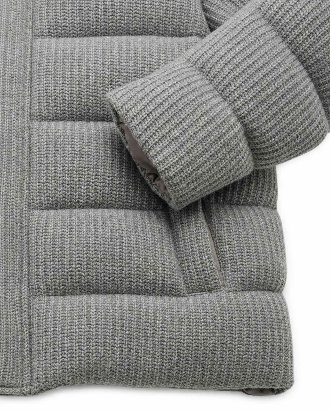 Grey wool jacket with stand-up collar
