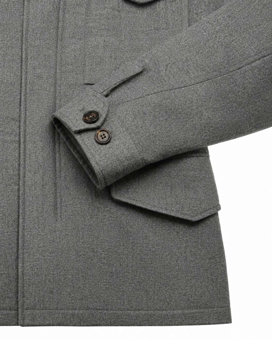 Safari-Wolljacke Slim Fit in Grau