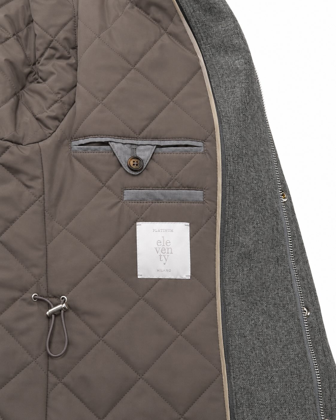 Safari-Wolljacke Slim Fit in Grau