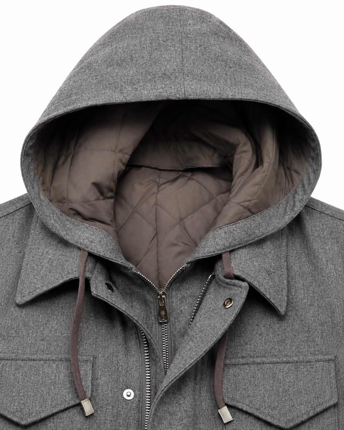 Safari-Wolljacke Slim Fit in Grau