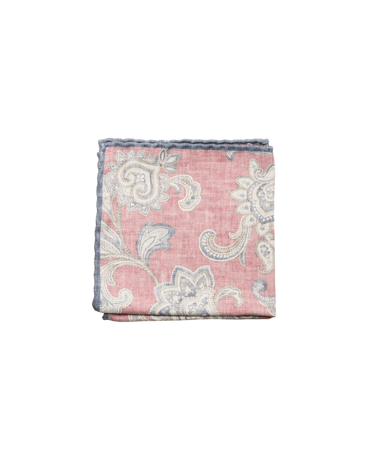 Silk pocket square, double-sided, hand-rolled, pink