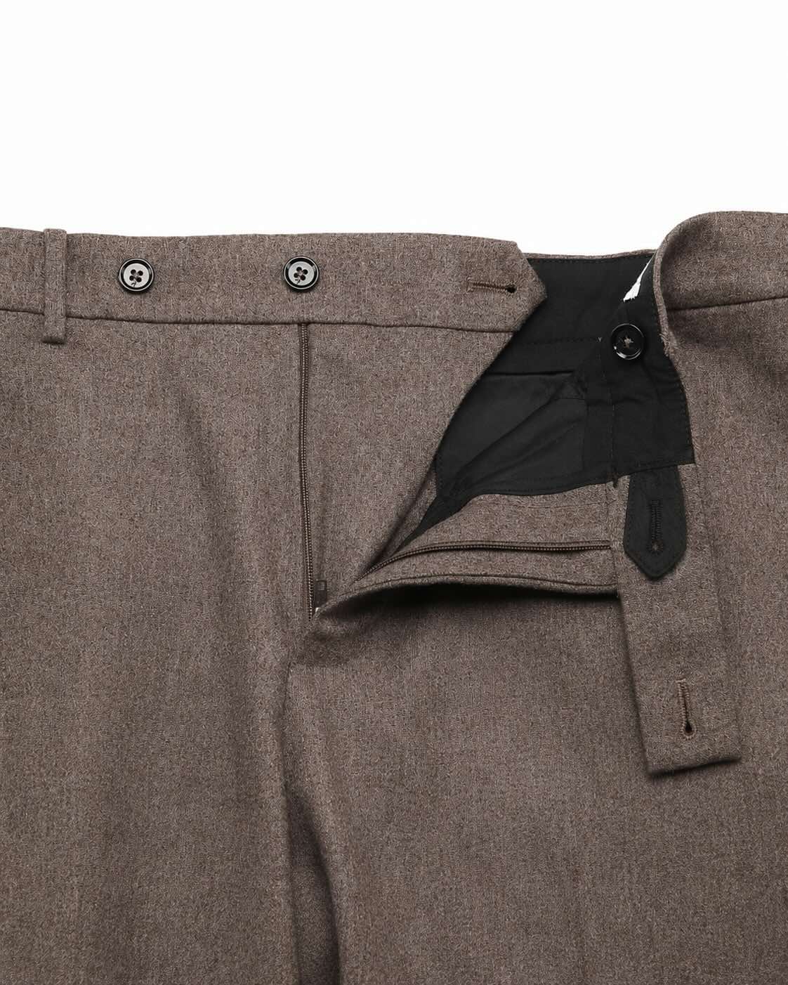 Brown Slim Fit Stretch Wool Trousers