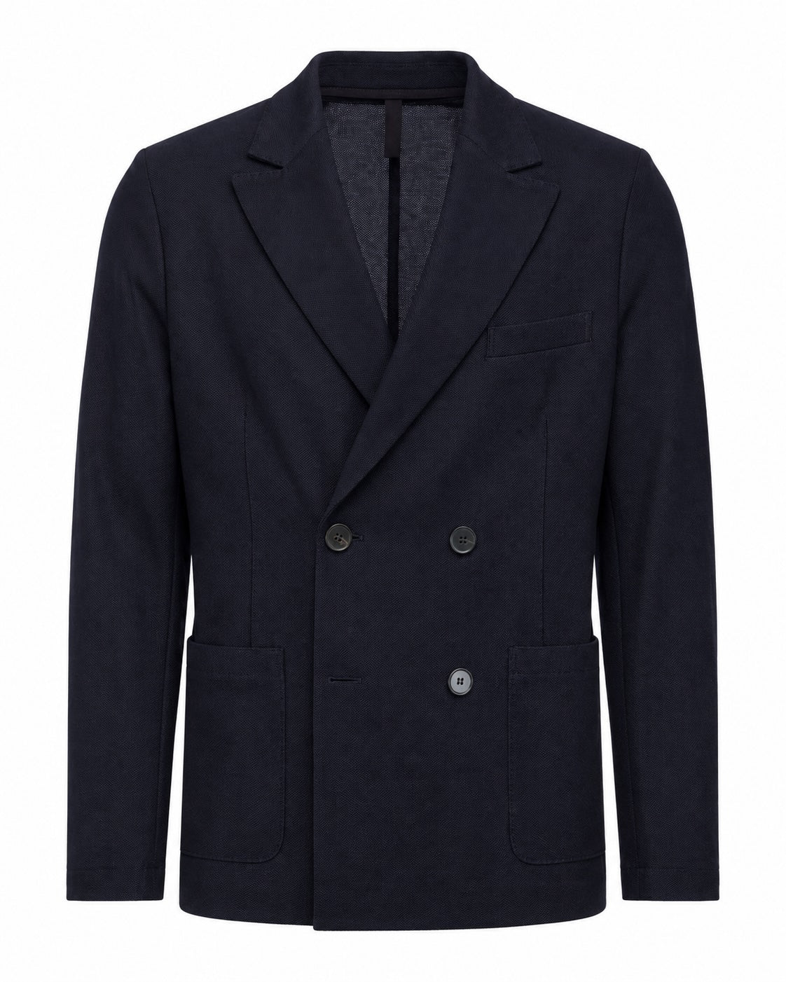 Double-breasted cotton piqué blazer relaxed slim