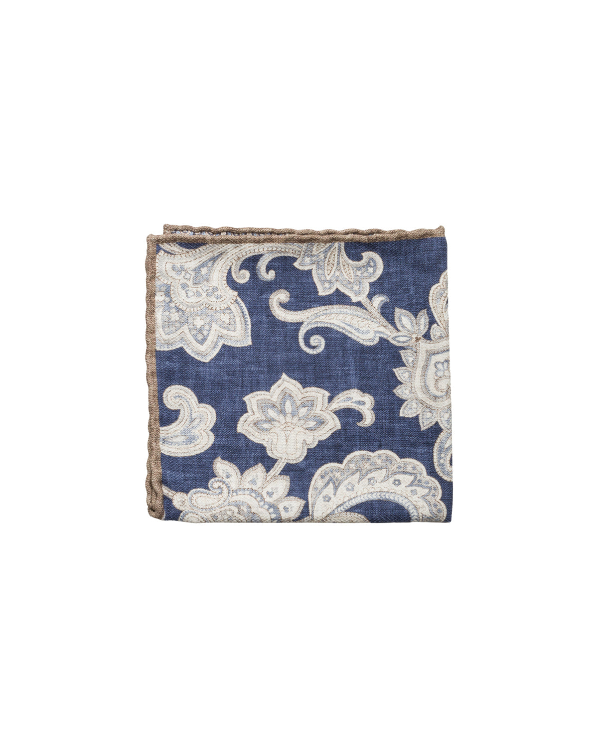 Silk pocket square, double-sided, hand-rolled, blue