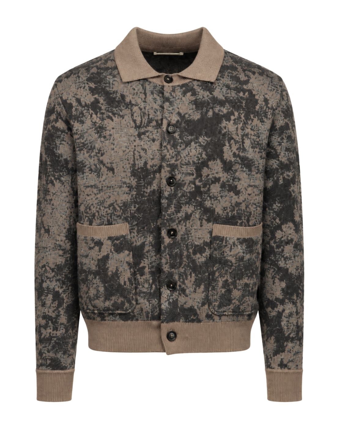 Gemusterter Strickblouson mit Schurwolle und Merinowolle