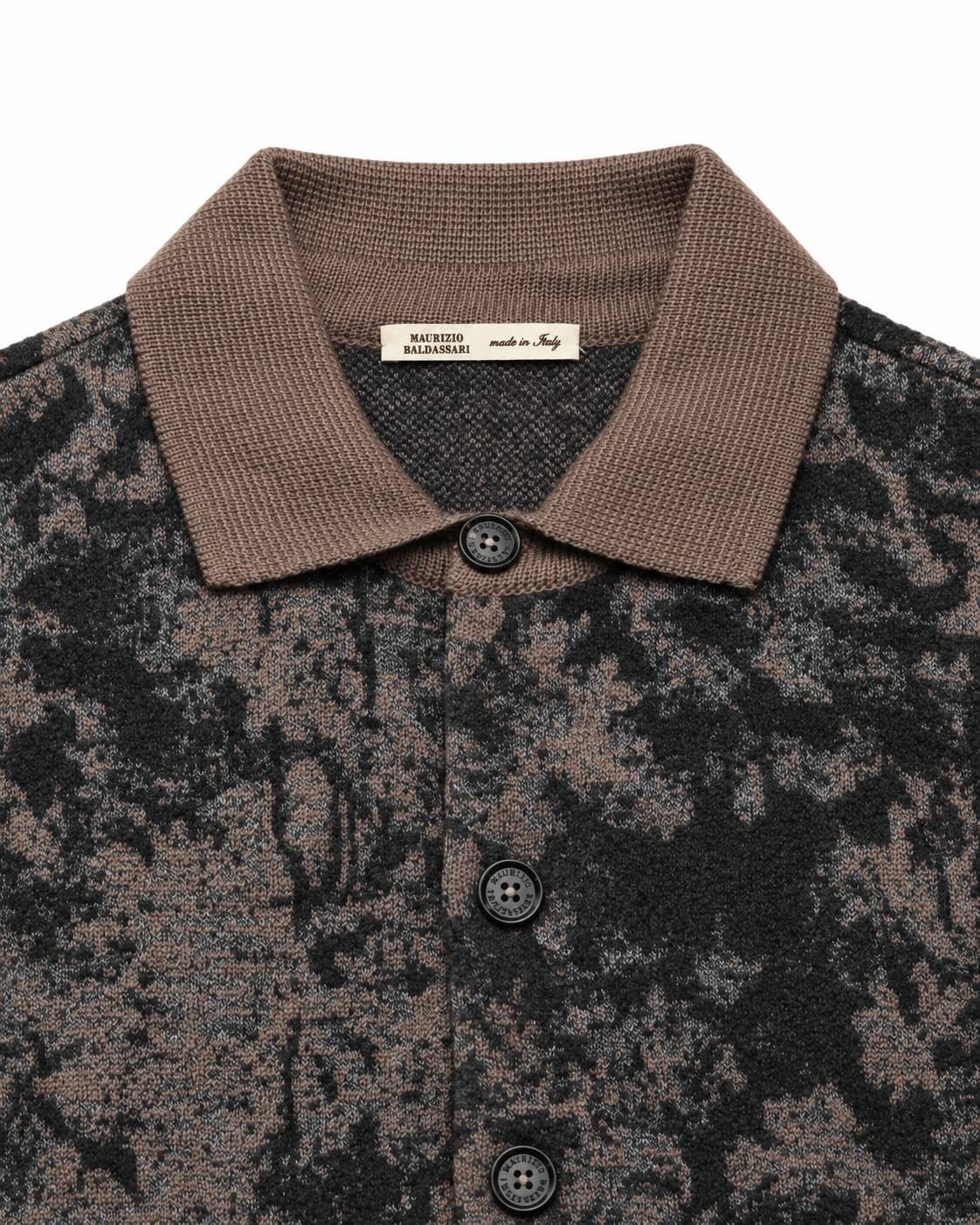 Gemusterter Strickblouson mit Schurwolle und Merinowolle