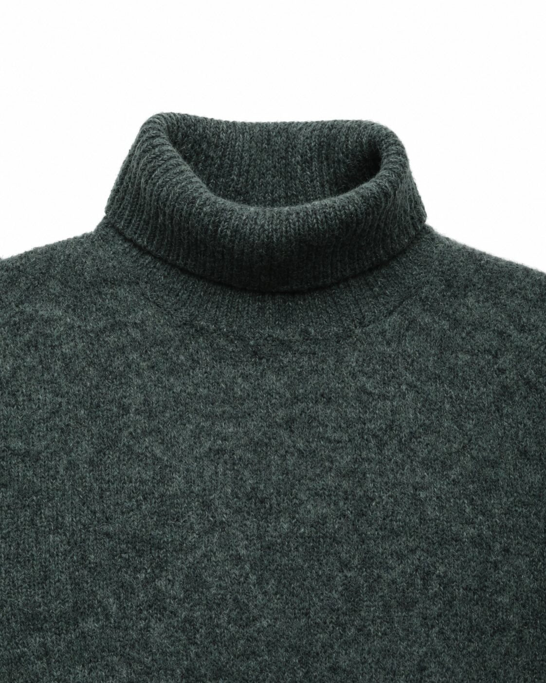 Rollkragenpullover mit Baumwolle und Alpaka in Grün