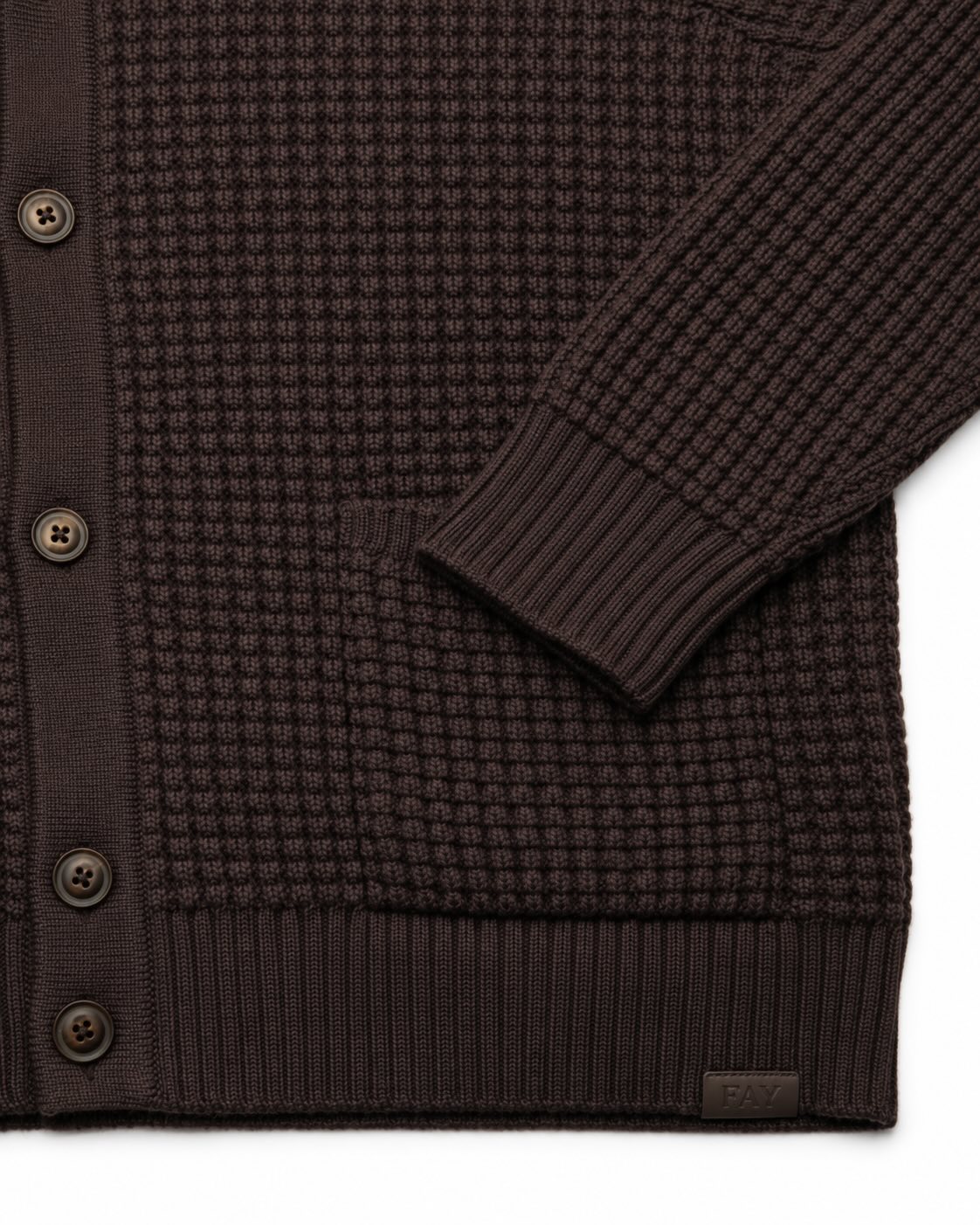 Virgin wool cardigan with quilted gilet in brown